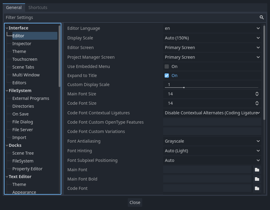 编辑器设置窗口