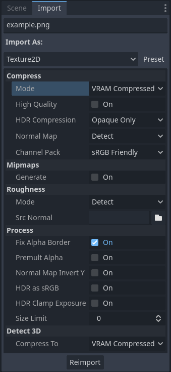 在文件系统面板中选择图像后，导入面板中的导入选项